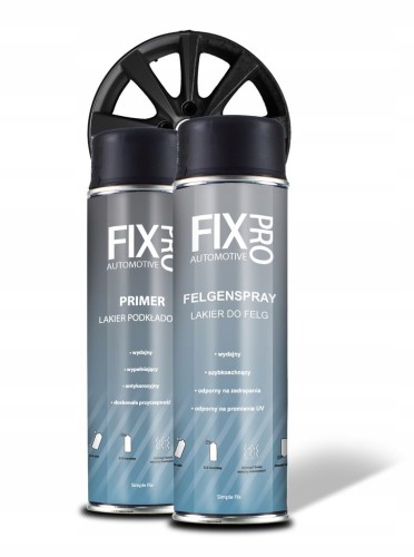 FixPro ZESTAW DO RENOWACJI FELG CZARNY MAT PROFESJONALNY SPRAY 500ml