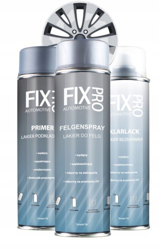 FixPro ZESTAW DO RENOWACJI FELG SREBRNY PROFESJONALNY SPRAY 500ml