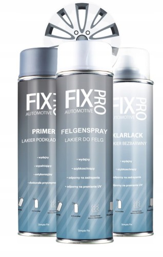 FixPro ZESTAW DO RENOWACJI FELG BIAŁY PROFESJONALNY SPRAY 500ml