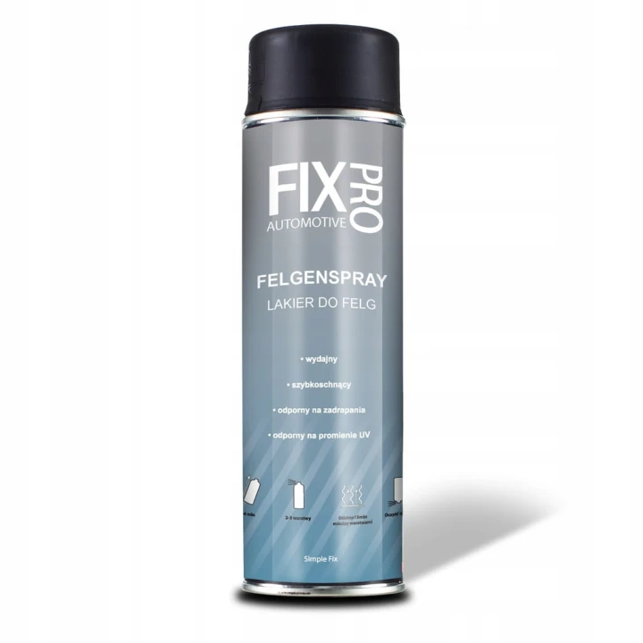 FixPro LAKIER DO FELG CZARNY PÓŁMAT PROFESJONALNY SPRAY 500ml