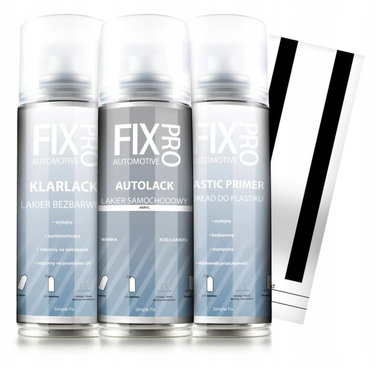FIXPRO LAKIER SAMOCHODOWY ZESTAW DO PLASTIKÓW SPRAY KAŻDY KOLOR 3X200ML
