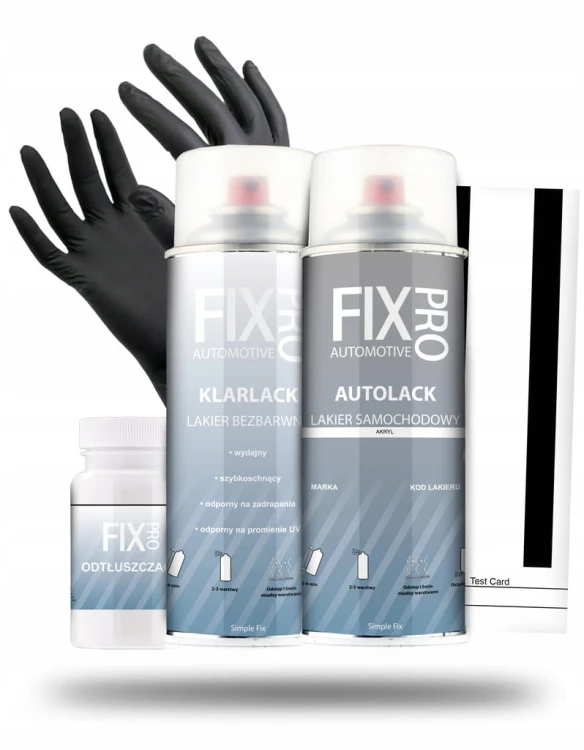 FixPro LAKIER SAMOCHODOWY + BEZBARWNY SPRAY KAŻDY KOLOR WSZYSTKIE MARKI