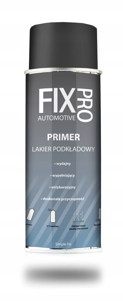 FixPro LAKIER PODKŁAD AKRYLOWY WYPEŁNIAJĄCY CIEMNY SZARY SPRAY 400ml