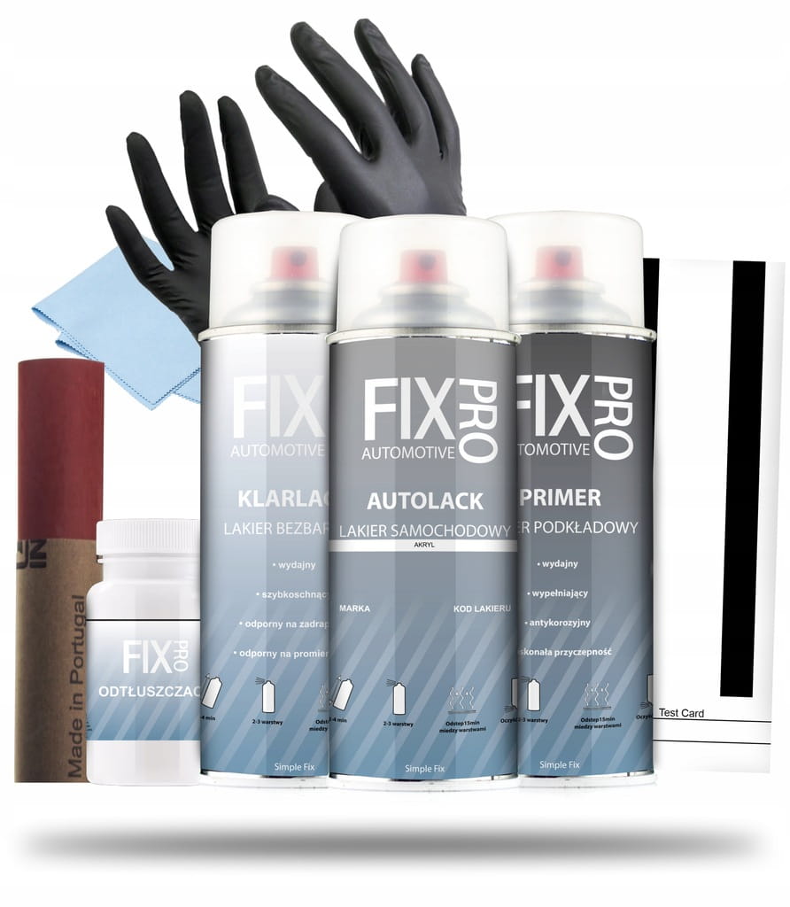 FixPro LAKIER SAMOCHODOWY SPRAY BEZBARWNY PODKŁAD KAŻDY KOLOR 3x400ml