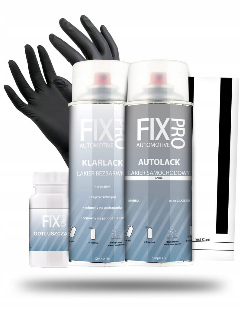 FixPro LAKIER SAMOCHODOWY + BEZBARWNY SPRAY KAŻDY KOLOR WSZYSTKIE MARKI