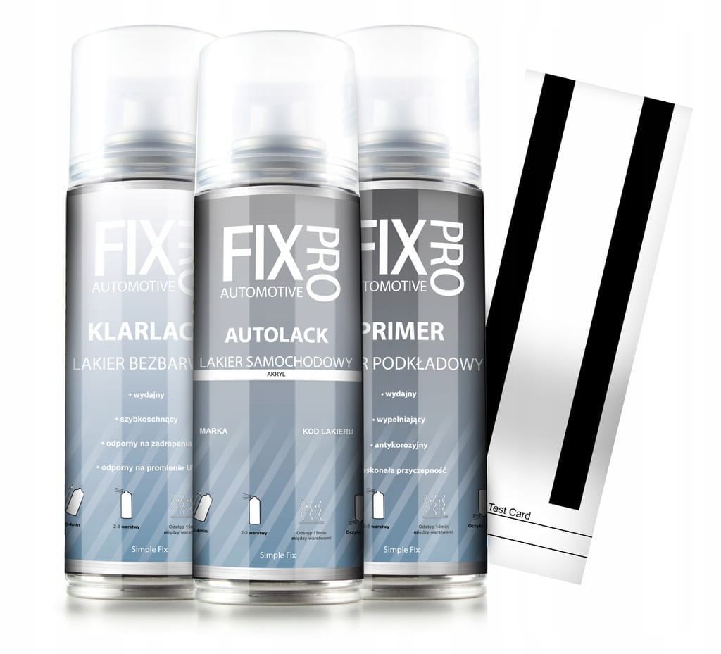 FixPro LAKIER SAMOCHODOWY BEZBARWNY PODKŁAD SPRAY KAŻDY KOLOR 3x200ml
